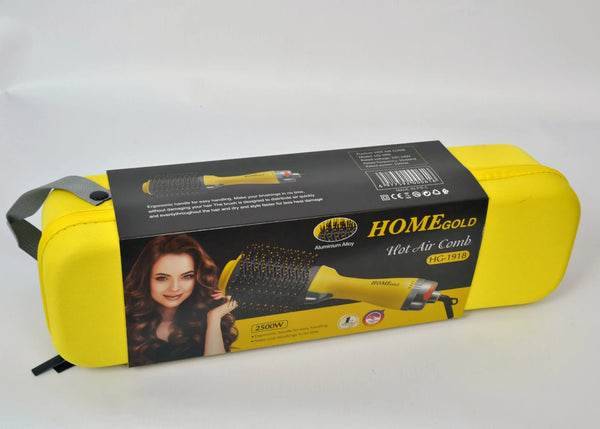 فرشاة تصفيف ومجفف الشعر الاحترافية 3 في 1 من هوم جولد - HomeGold Hot Air Comb HG-1918 (بقوة 2500 وات)
