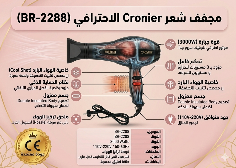 BROWANS BR-2288 Hair Dryer
