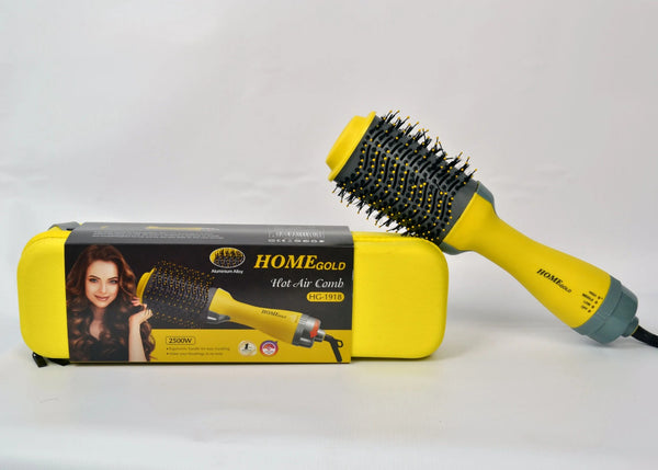 فرشاة تصفيف ومجفف الشعر الاحترافية 3 في 1 من هوم جولد - HomeGold Hot Air Comb HG-1918 (بقوة 2500 وات)